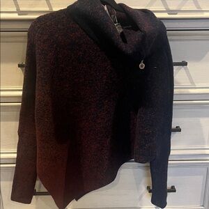 White House Black Market Burgundy and Black Cowl Neck Sweater